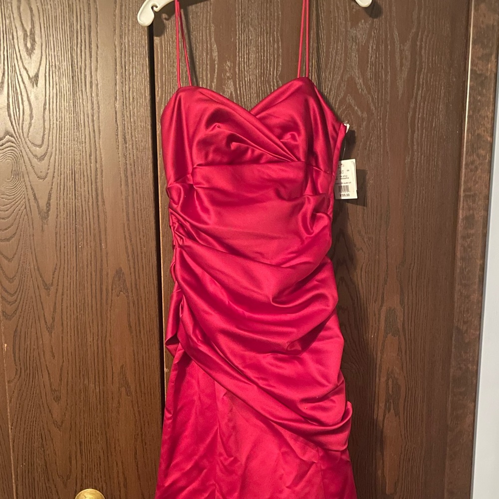 Vintage David’s Bridal Gown Candy Apple Red Bridesmaids Formal Dress Size 12